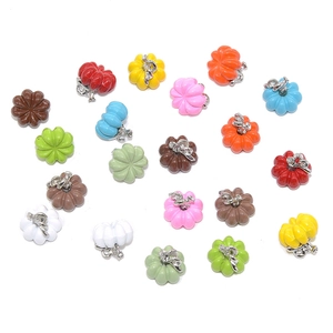 Colorful 3D alloy pumpkin charms with silver hoops for DIY jewelry making sets
