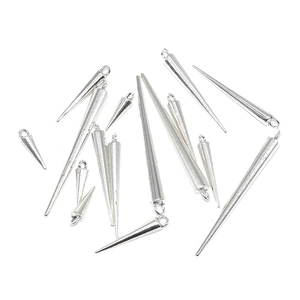 Polished silver alloy cone charms in various sizes for DIY punk jewelry making