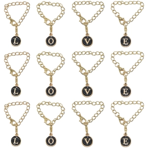Colorful Enamel Alloy Initial Letter Cup Charm With Lobster Clasp Gold Tone Keychain Chain Accessory For Backpack Bottle Women
