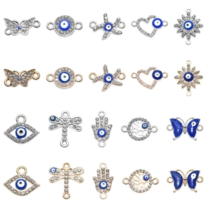 Böser Blick Schmuckverbinder Zinklegierung Strass Emaille Links Für DIY Armband Halskette Herstellung Schmetterling Herz Hamsa Hand Charms