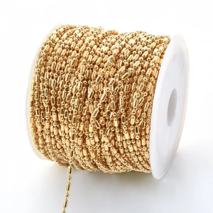 Cadena de cuentas de bambú dorada 1.5mm en rollo para joyería DIY y accesorios de pelo