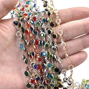Chaînes de perles en verre de 6mm pour bijoux DIY avec montures en cuivre coloré