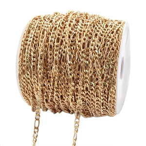 Chaîne Figaro dorée en rouleau pour bijoux DIY avec design classique de maillons
