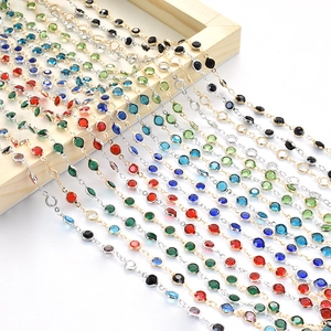 Chaîne en Cuivre avec Strass en Verre Biseauté 6mm Garniture Colorée de Strass pour Fabrication de Bijoux DIY Accessoires Cheveux
