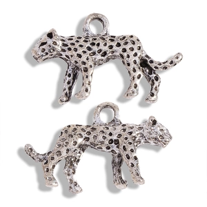 3D luipaard hangers in antiek zilveren afwerking voor DIY sieraden maken accessoires