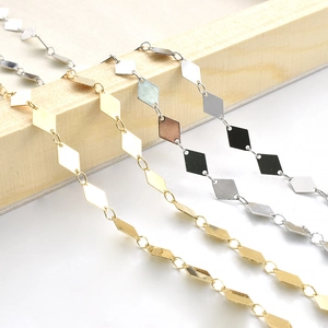 Catena geometrica in rame da 6mm per gioielli fai-da-te in finiture oro e argento lucido