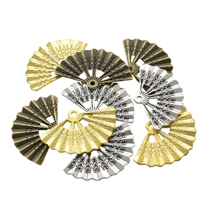 DIY antique filigree fan charms in gold silver and bronze for jewelry making