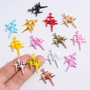 Colorful multi-point star pendants in alloy for DIY jewelry necklaces and earrings