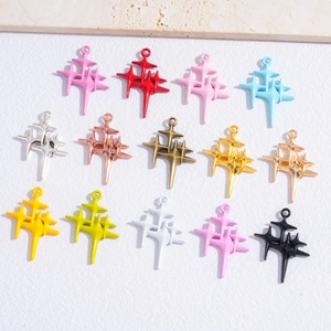 Colorful alloy star charms for DIY jewelry making in various metallic and enamel finishes