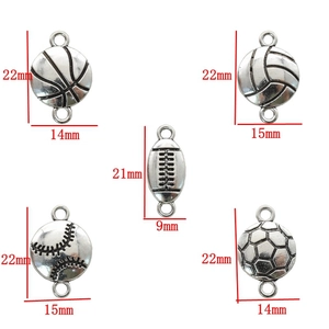 Pendentifs de sport en alliage argenté rétro avec double connecteurs pour bijoux DIY
