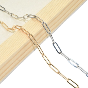 Gold and silver paperclip style chain jewelry DIY materials with high-polish finish