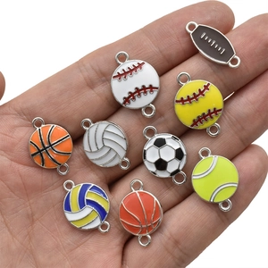 DIY colorful sport ball charms including basketball, soccer, and baseball alloy pendants