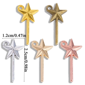 Star-shaped metal fairy wand pendants in five colors for DIY jewelry making