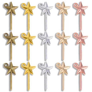 Alloy Star Fairy Wand Pendant Charms For Jewelry Making DIY Pentagram Charms For Necklace Bracelet Handcraft Accessories