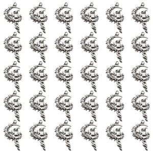 Pendentif en Alliage de Sorcière de Lune Gothique Charme de Déesse Vintage en Argent Antique pour la Fabrication de Bijoux DIY Accessoires Halloween