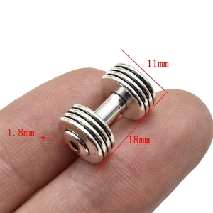 Antique silver fitness dumbbell pendant with 18mm length for DIY jewelry making