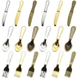 Miniatur-Besteckset aus Vintage-Legierung mit Messer, Gabel und Löffel in vielen Farben