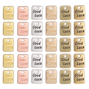 Ciondoli Fai da Te in Lega a Forma di Rettangolo con Scritta Good Luck per Creazione di Gioielli Bracciali Collane Accessori