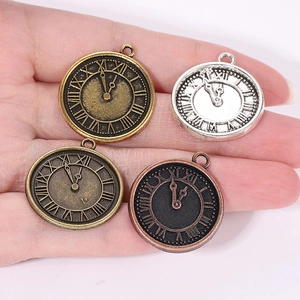 Steampunk vintage clock pendants in gold, silver, bronze and black for necklaces