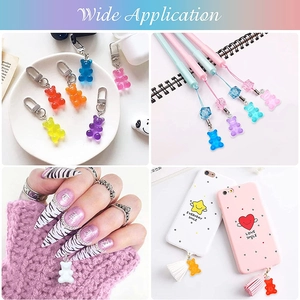 Colorful resin gummy bear charms for DIY jewelry, keychains and phone case accessories