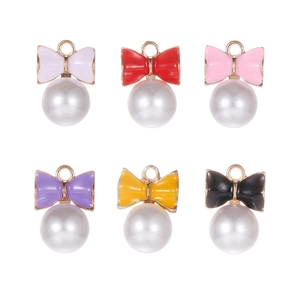 Ensemble de pendentifs nœuds en émail coloré et perles pour création de bijoux DIY