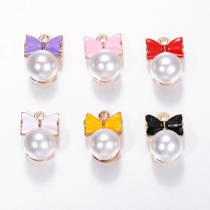 Pendentifs en Alliage Émail Nœud Papillon Künstliche Perle d'Imitation Pour DIY Création de Bijoux Collier Boucle d'Oreille Accessoires