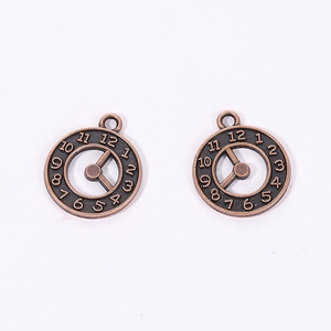 Close-up of vintage bronze alloy clock pendants for DIY punk necklace jewelry making