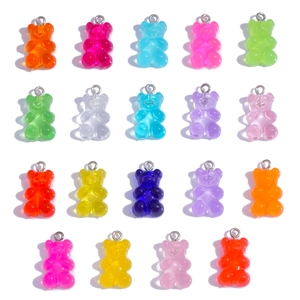 Colorful Resin Gummy Bear Charms For DIY Jewelry Making Necklace Keychain Pendant Candy Color Animal Bear Accessories