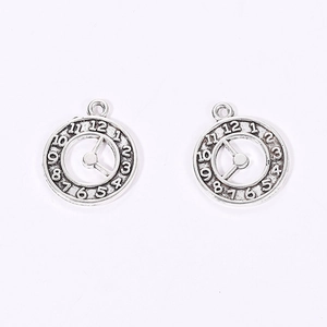 Vintage silver double-sided clock gear pendant with Arabic numerals for DIY punk necklace
