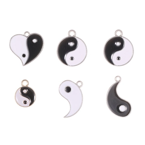 Chinese Style Yin Yang Tai Chi Bagua Pendant Alloy Enamel Charm For DIY Necklace Bracelet Jewelry Making Accessories