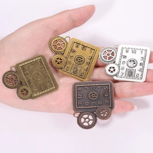 Steampunk vintage ρολόι γρανάζι μενταγιόν σε τέσσερα μεταλλικά χρώματα και μπρονζέ