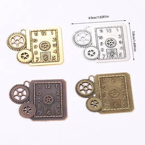 Σετ steampunk μενταγιόν ρολόι και γρανάζια σε χρυσό, ασήμι και μπρούντζο για DIY