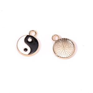 Chinese style Yin Yang Tai Chi pendants with golden alloy edges and oil drip craft