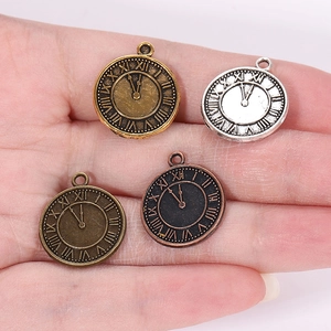 Vintage steampunk clock gear pendants in four metal finishes for DIY jewelry making