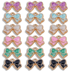 Vintage Alloy Enamel Bowknot Flower Charms DIY Jewelry Making Pendants For Earrings Necklace Bracelet Women Jewelry Accessories
