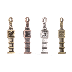 Retro Alloy Big Ben Clock Tower Pendants Punk Style DIY Jewelry Accessories For Necklace Keychain Making Antique Finish Pendants