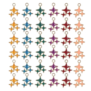 Breloques Pendentif Étoile en Alliage Multicolore Émaillé Triple Étoile Accessoire de Création de Bijoux pour Boucles d'Oreilles Porte-clés