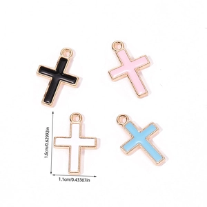 Colorful enamel cross pendants in gold alloy for necklaces and bracelets diy jewelry