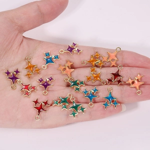 Pendentifs étoiles colorés en alliage pour création de bijoux et boucles d'oreilles