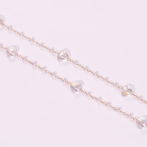 DIY Copper Jewelry Chain With Iridescent Mermaid Phantom Heart And White Artificial Pearl Beads KC Gold Plated Crafting Chain Accessory