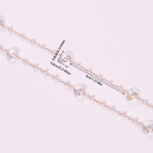 DIY gold chain with iridescent heart beads and pearls for handmade doll accessories