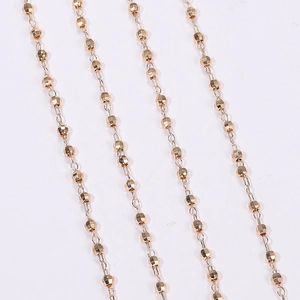 Faceted Round Copper Bead Chain For DIY Jewelry Making Electroplated Gold Laser Disco Beads Findings For Jewelry Ornament