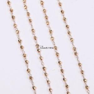 Golden 0.3cm laser copper bead chain DIY material for jewelry and garment accessories