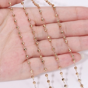 Rose gold laser-cut beaded copper chain for DIY jewelry making and hair accessories
