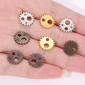 12mm Steampunk gear charms in assorted metallic finishes for DIY jewelry making