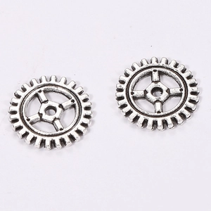 Retro steampunk 10mm silver metal gear pendants for DIY jewelry making accessories