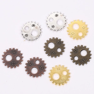 Assorted 12mm vintage steampunk gear pendants in mixed metallic finishes for DIY jewelry