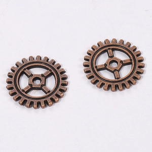 Detail of 10mm antique bronze steampunk gear charms for DIY craft making