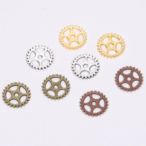 Steampunk gear pendants in four colors for DIY jewelry making and mechanical crafts