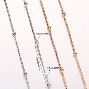 DIY copper box chain with metal beads in gold and silver finish for jewelry making